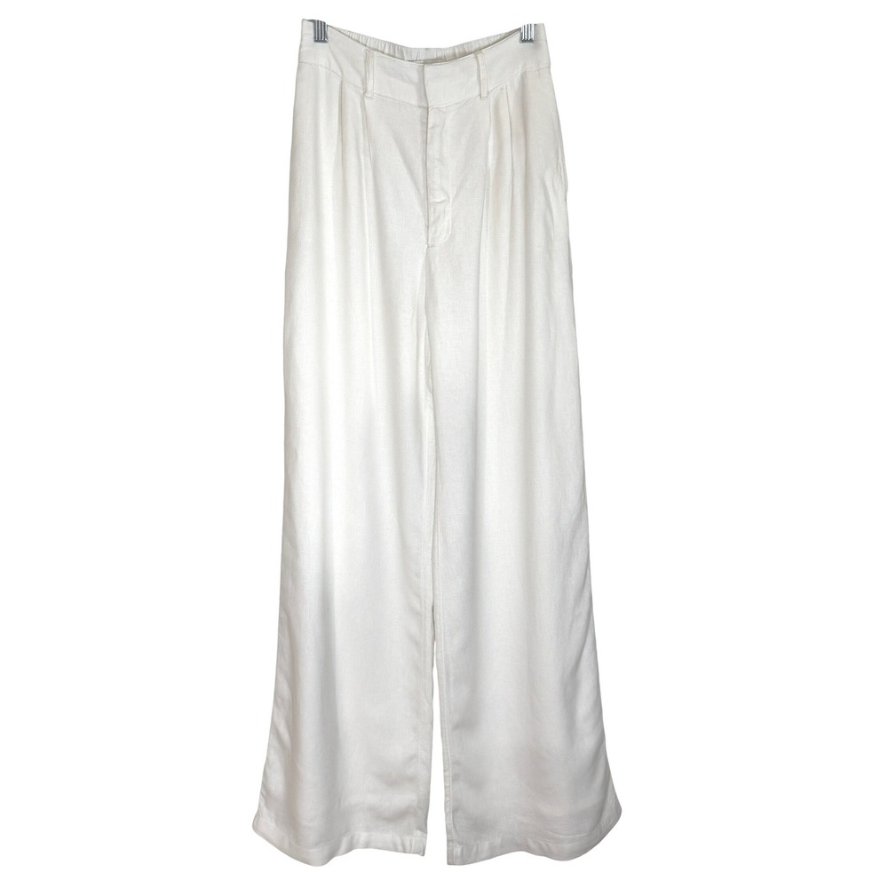 Abercrombie Fitch Womens Sloane Linen Blend Tailored Wide Leg Pant S High Rise